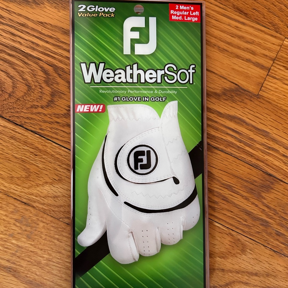 Lot of 2 NWT FootJoy WeatherSof Golf Gloves, White, Size Medium large LEFT